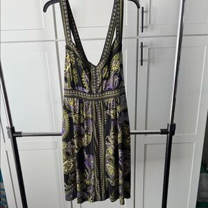 Apt. 9 Black and Purple Paisley Backless Dress